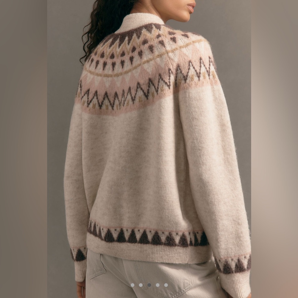 Anthropologie Pilcro Cozy Fairisle Cardigam in Pink - Picture 3 of 5